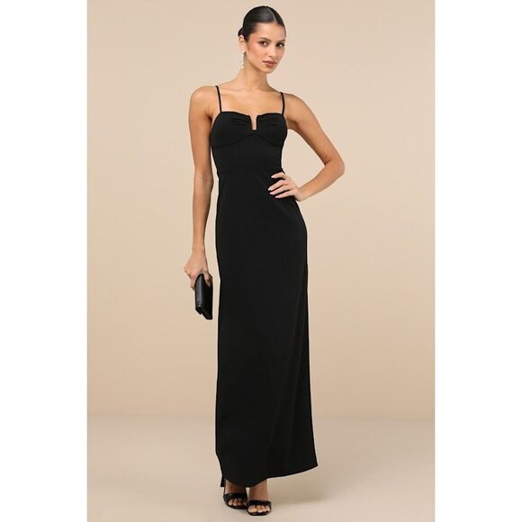 Lulus Dresses & Skirts - Lulus Romantic Existence Black Column Maxi Dress - Size L